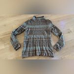 Cyrus Devotion by  mock neck fair isle sweater brown tan teal size small Photo 5