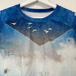 The Mountain Women’s Landscape Lightweight Sweater Gray & Navy NWOT Photo 1