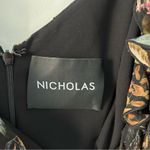 NICOLAS Black Floral V Neck Spaghetti Strap Ruffle Silk Cotton Mini Dress 4 Photo 9