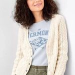 American Eagle AE Cropped Button-Up Cardigan Knit Sweater Woman’s Size S Cream Ivory Photo 0