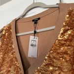 EXPRESS  holiday gold sequin soft sweater Photo 3
