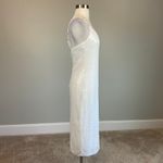 AQUA White Sequined Midi Sheath Cocktail Dress Size 8 Sleeveless Strappy Back by Photo 3