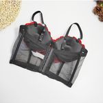 Women's rosebud Heart Embroidered Corset Top, Sheer. New, never worn. Red Size L Photo 7