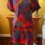 Ms. Paquette vintage block print jewel colored 2 piece pocket skirt set. Size L. Blue Size L Photo 0