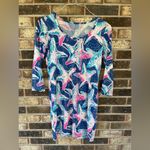 Lilly Pulitzer  Beacon Dress Star Struck Print Starfish Blue Pink Coastal Stretch Photo 1