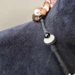 Womens Multi Tibetan Carnelian Agate & Dzi Beads Choker Necklace Button Closure Pink Photo 5