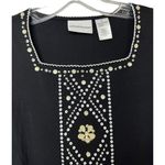 Alfred Dunner Petite Alfred Dunner Womens Black Beaded Long Sleeve Square Neck Size S Top Photo 2