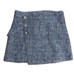 Maeve by Anthropologie Blue Tweed Button Front Mini Skirt Women's Size 14 Photo 2
