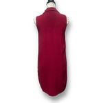 Active USA  S Burgundy Collared Shirt Dress High Low Hem Mini Preppy Office Work Photo 3