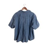 Xirena Popover Denim Shirt Short Sleeve Boxy Womans XL Blue Photo 1