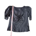 1. State  Women's Puff Sleeve Cinched Front Sweetheart Top In Black Photo 9