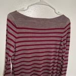 Loft  Boatneck Tunic Sweater Brown PInk Stripes Photo 7
