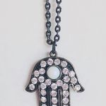 HAMSA HAND | Hamsa Hand Necklace Black Photo 4