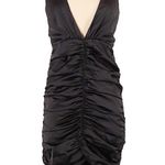 NBD  Black Low V Cut Front Ruched Halter Dress Small NWT Photo 1