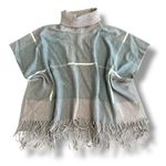 Oversized Fringe Poncho Cape Sweater Shawl House of Harlow 1960 Boho One Size Gray Size undefined Photo 0