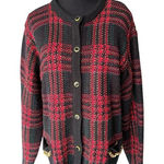 Laura Scott VINTAGE  Plaid And Gold Homiday Festive Sweater Faux Pockets Size L Photo 0