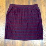 Carriage Court Vintage Wool Blend Burgundy/Navy/Brown Plaid Pencil Skirt Red Size 26 Photo 0
