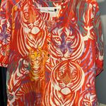 Anthropologie  Red and Orange Tiger Print women Shirt Photo 0