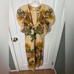 Farm Rio  Cream Delicate Flower Arabesques Premium Linen Midi Dress S Photo 1