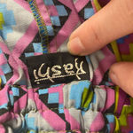 Boho Festival Geometric Print Wide Leg Rayon Pants Rashi Multicolor Blue Size M Photo 2