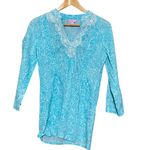 Lilly Pulitzer Sarasota Beaded Tunic Shorely Blue Ice Cake Small 100% Cotton Photo 1