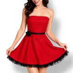 Vintage Eden Maids Red Strapless Fit Flare Mini Dress Black Tulle 6 Dark Romance Photo 11