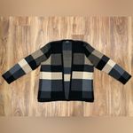 Pendleton  Merino Wool Black, Gray, and Tan Checkered Cardigan Photo 1
