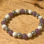 Handmade  Lepidolite + Howlite + Hematite Beaded Bracelet Photo 1