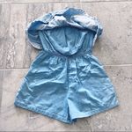 Japna  Strapless Romper Blue with White Embroidery Size S NEW Photo 3