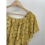 Poema Yellow Lace Floral Off Should Tunic Top Mini Dress Layered Women Small/Med Photo 3