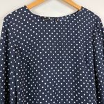 Talbots Top Women's S Blue White Polka Dot Ruffle Round Neck 3/4 Bell Sleeve NWT Photo 2