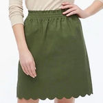 J. Crew Scalloped Linen Cotton Skirt Sage Green Size 6 Lined Preppy Fall Casual Photo 0
