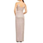 Adrianna Papell Aiden Maddox V Neck Lured Knit Gown Sparkle Metallic Size 0 Photo 1