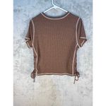 No Boundaries Positive Vibes Are Everywhere Mushrooms Ribbed Side Tie T-Shirt Juniors XXL Photo 3