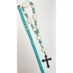 Christian prayer beads rosary beads white and turquoise beads silver cross Blue Photo 5