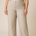 Coldwater Creek Linen Wide Leg Pants 18W Beige Relaxed Fit Coastal Boho Photo 0