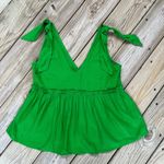 Who What Wear  Women's Bright Green Linen Blend Tie Shoulder Top Size XS Photo 1
