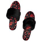 Victoria's Secret Black & Red Cherry Satin Slipper Photo 1
