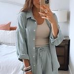 pink linen matching set Size M Photo 5