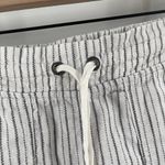 Athleta Bali Pants SZ 6 100% Linen White Stripe Drawstring Pull On Crop Cropped Photo 3