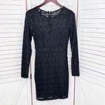 Bebe  Lace Overlay Bandeau‎ Pencil Dress Sheer Back Long Sleeve Black Medium Photo 7
