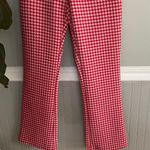 ZARA NWT Red Pink Gingham Flare Cropped Pants Photo 5
