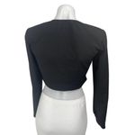 ZARA Women's Black Long Sleeve Ring Deep V Neck Knit Blouse Crop Top Size M Photo 1