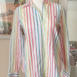 Ralph Lauren Vintage 90s Y2K Rainbow Striped Button Down Shirt in Medium Petite Photo 0