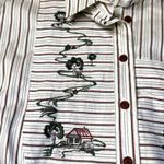 Vtg Trachten Gratz Pinstripe Embroidered Bavarian Shirt Womens Large Volksmarch Red Size 12 Photo 4