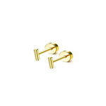 Boutique NEW Women's 14k Gold Plated‎ Dainty Gold Staple Bar Stud Earrings, 3.9mm Photo 0