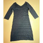 Twenty One Blue Sparkle Bodycon Dress‎ Ruched V Neck Long Sleeve Medium Photo 4
