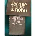 Jacque & KoKo All Silk Teal Button Up Shirt Size 14/16 Green Photo 1