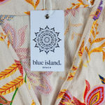 Blue Island Beach Wrap Dress M Cream‎ Red Floral Ruffle Hem Tie Waist New Size M Photo 11