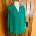 Vtg 80s green dressy blouse Size 14 Photo 7